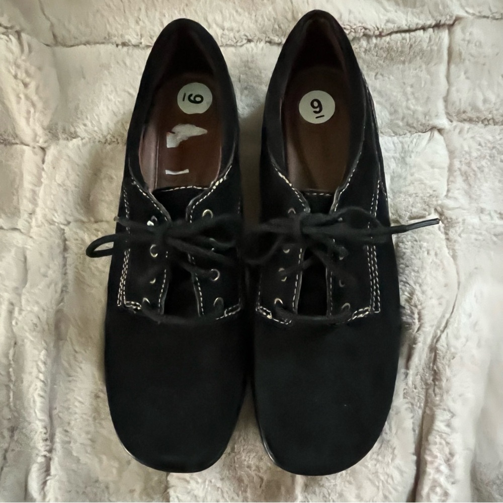 Naturalizer Amelia Black Suede Lace Up Loafers New - 9 - Picture 3 of 7